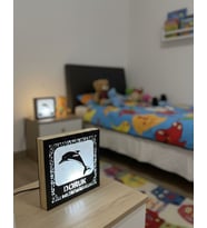 Kişiye Özel Yunus Temalı Dekoratif  Led Gece Lambası Mavi ( Canlı Anılar )
