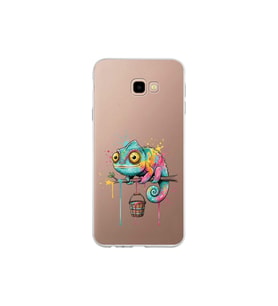 Samsung Galaxy J4+ Plus ile Uyumlu Splash Bukalemun Tasarımlı Şeffaf Silikon Kılıf