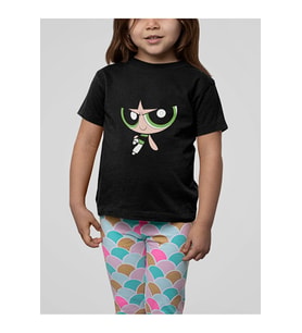 Power Puff Girls Buttercup Baskılı Unisex Çizgi Film Çocuk Tişört (1-12 Yaş)