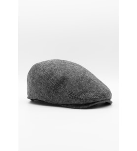Erkek Kasket Balıksırtı Flat Cap Termal Yün Şapka Gri