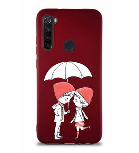 Xiaomi Redmi Note 8 Soft Premier Kapak Aşk Tasarımlı Silikon Kılıf - Mürdüm (Şeffaf)