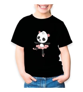 Sevimli Panda Çocuk Tişört (Siyah)