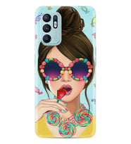 Oppo Reno 6 Kılıf Resimli Desenli Baskılı Silikon Sugar and Woman 1418
