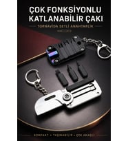 Çok Fonksiyonlu Mini Katlanabilir Cep Çakısı Tornavida Setli Anahtarlık Paslanmaz Çelik 4'ü 1 Arada