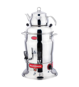 Işıkgaz Silverinox 7 Litre Çift Demlik Çay Semaveri Otomatı Makinesi SLVR-2200 (Gri)