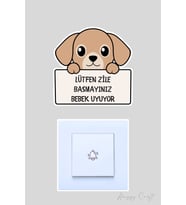 Lütfen Zile Basmayınız Bebek Uyuyor Sevimli Köpek Sticker Kapı Zili Etiketi