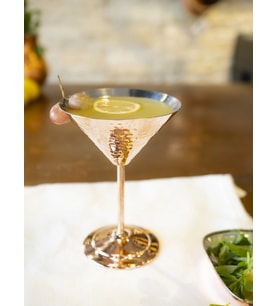 Bakır Kadeh Martini Model Çekiç Dövme Parlak Bakır Renk 2'li