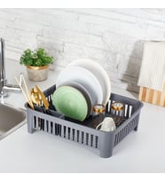 Portatif Kaşıklık Bölmeli Bulaşıklık Tezgah Üstü Bulaşık Kurutmalık 4 Renk Seçeneği Dayanıklı ABS Plastik Malzeme (42x33x12cm) (GRİ)