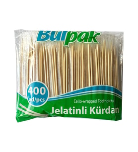 Burpak Jelatinli / Poşetli Ahşap Kürdan - 400 Adetlik Paket