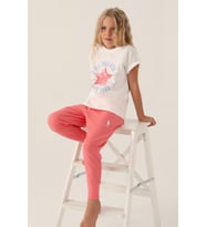U.S. Polo Assn. 1838 Lisanslı Starry Krem Kız Çocuk Pijama Takımı