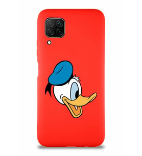 Huawei P40 Lite Soft Premier Kapak Donald Duck-F Tasarımlı Silikon Kılıf - Kırmızı (Şeffaf)