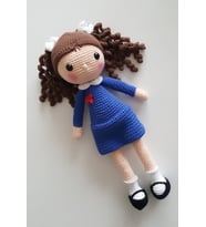 Önlüklü Öğrenci Bebek Amigurumi Organik Oyuncak