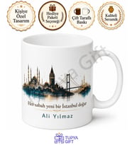 İstanbul Silüeti Baskılı Kupa Bardak Özel Tasarım Hediye Mug