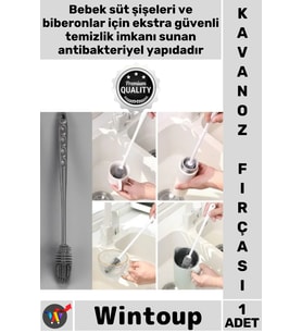 #Fırça 360 Derece Biberon Dar Ağızlı Bardak Termos Esnek Silikon Uzun Saplı Kavanoz Yıkama Fırçası