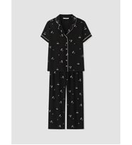 LCW DREAM Siyah Gömlek Yaka Desenli Kadın Pijama Takımı