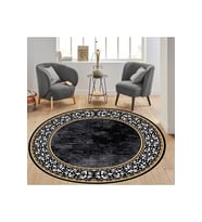 Eliana Home Baskılı, Yıkanabilir Kaymaz Taban Yuvarlak Halı LNA7306-HT1481 120x120 cm (Siyah)