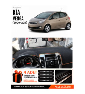 KİA VENGA (2009-2011) Uyumlu Torpido Örtüsü Torpido Kılıfı - Siyah Kahverengi