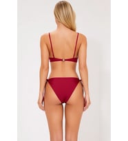 Kadın Bikini Takımı Bralette Üst Kapsız Askılı Aksesuarlı Yan Bağlamalı Slip Alt Klora Suya