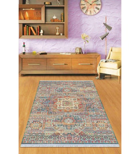 Çok Renkli Vintage Dokuma Pamuk Taban Kaymaz Kilim KLM252