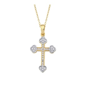 Altın İki Renkli Cross Kolye