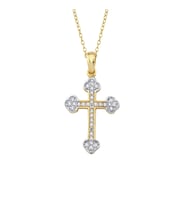 Altın İki Renkli Cross Kolye