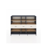 Hyperion Dolap 9 Raflı 3 Çekmeceli  220x44x163 Antrasit-Çam/Aytaşı