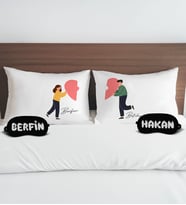 BK Gift Kişiye Özel Sevgili Tasarımlı Pamuklu Yastık Kılıfı ve Göz Bandı Çift Uyku Seti-13, Tasarım Ev Tekstili, Uyku Bandı, Ev Hediyesi