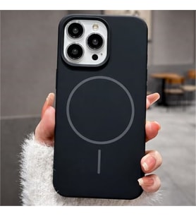 Coverzone ?phone 14 Pro Max ile Uyumlu Kadife ?� Y�zeyli Premium Silikon K?l?f MagSafe ile Uyumlu Kablosuz ?arj Destekli Darbe Emici Yumu?ak Dokulu Koruma Tasar?ml? Telefon K?l?f? Siyah