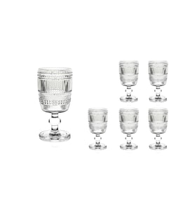 Şeffaf Kristal Kesimli 6'lı Ayaklı Cam Bardak 210ml seti