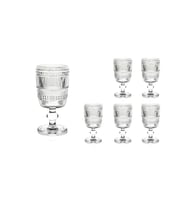 Şeffaf Kristal Kesimli 6'lı Ayaklı Cam Bardak 210ml seti