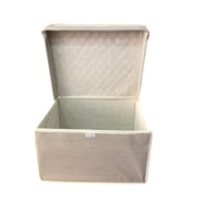 Maxi Çok Amaçlı Saklama Kutusu Kutu Hurç Organizer Oyuncak Kutusu Hurç Çizgi Desen 40x50x30 (Bej)