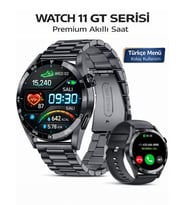 Watch 11 Pro GT Siyah 46mm AMOLED Erkek Akıllı Saat Sesli Görüşme GPS NFC Android & iPhone Uyumlu 8-9