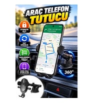 Otomatik Kilitli Araç Telefon Tutucu – Havalandırma Montajlı 360° Döner Stand