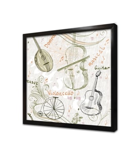 Çello Gitar Saz Çerçeveli Cam Tablo
