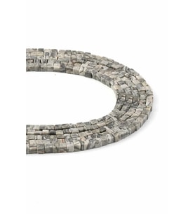 Jasper Doğal Taş Parlak Gri Küp Kesim 4x4mm Dizi [AA]
