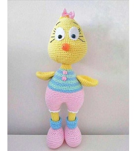 Süslü Civciv Amigurumi Organik Oyuncak