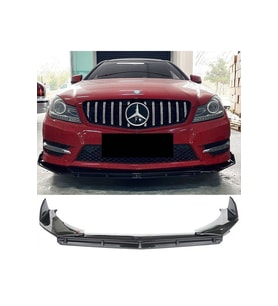 Mercedes W204 Uyumlu  Ön Lip Parlak Siyah 3 Parça