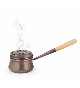 Coho Antique Dövme Bakır Tütsü Gezdirme Çanağı