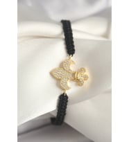 pilelistore Pirinç Gold Renk Zirkon Taşlı Zambak Figür Asansörlü Makrome Model Kadın Bileklik - TJ-B