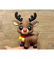 Kırmızı Burunlu Ren Geyiği Rudolph - 3D Yazıcı Tasarım Yılbaşı Biblosu - Sevimli Geyik Figürü