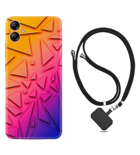 Samsung Galaxy A04E Kılıf Silikon Boyun Askılı İpli Desenli Silikon Üçgenler 1635