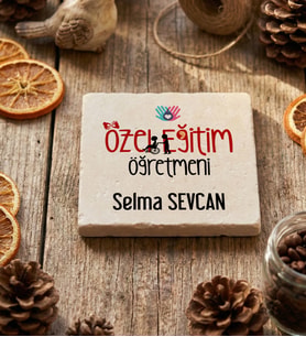 Kişiye Özel Özel Eğitim Öğretmeni Bardak Altlığı Öğretmenler Günü Hediyesi (Krem)