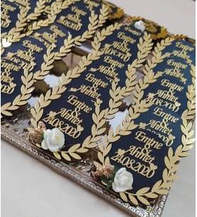 Kişiye Özel Ahşap Üzeri Pleksi Magnet Hatıra (Altın)