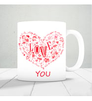 love you yazılı kalpli baskılı kupa