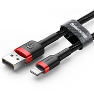 Baseus Lightning 1 Metre Kevlar Kablo Siyah-Kırmızı