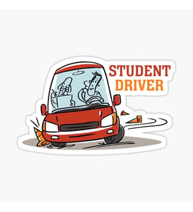 Arabada Acemi Şöför var  Sticker Yapıştırma 19CM md2