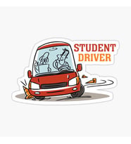 Arabada Acemi Şöför var  Sticker Yapıştırma 19CM md2