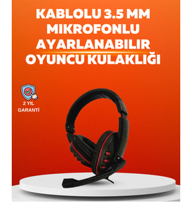 Stereo Kırmızıkulaklığı Yumuşak Pedli Mikrofonlu