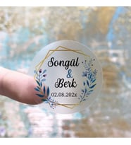 Şeffaf Yuvarlak Sticker (Etiket)  Söz - Nişan - Düğün - Kına - Özel kesimli Etiket