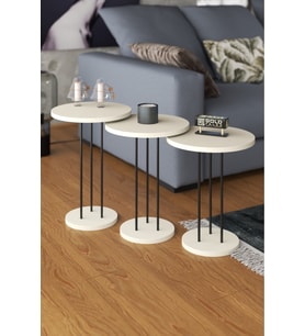 Zigon Sehpa Terra 3 Lü Set Krem